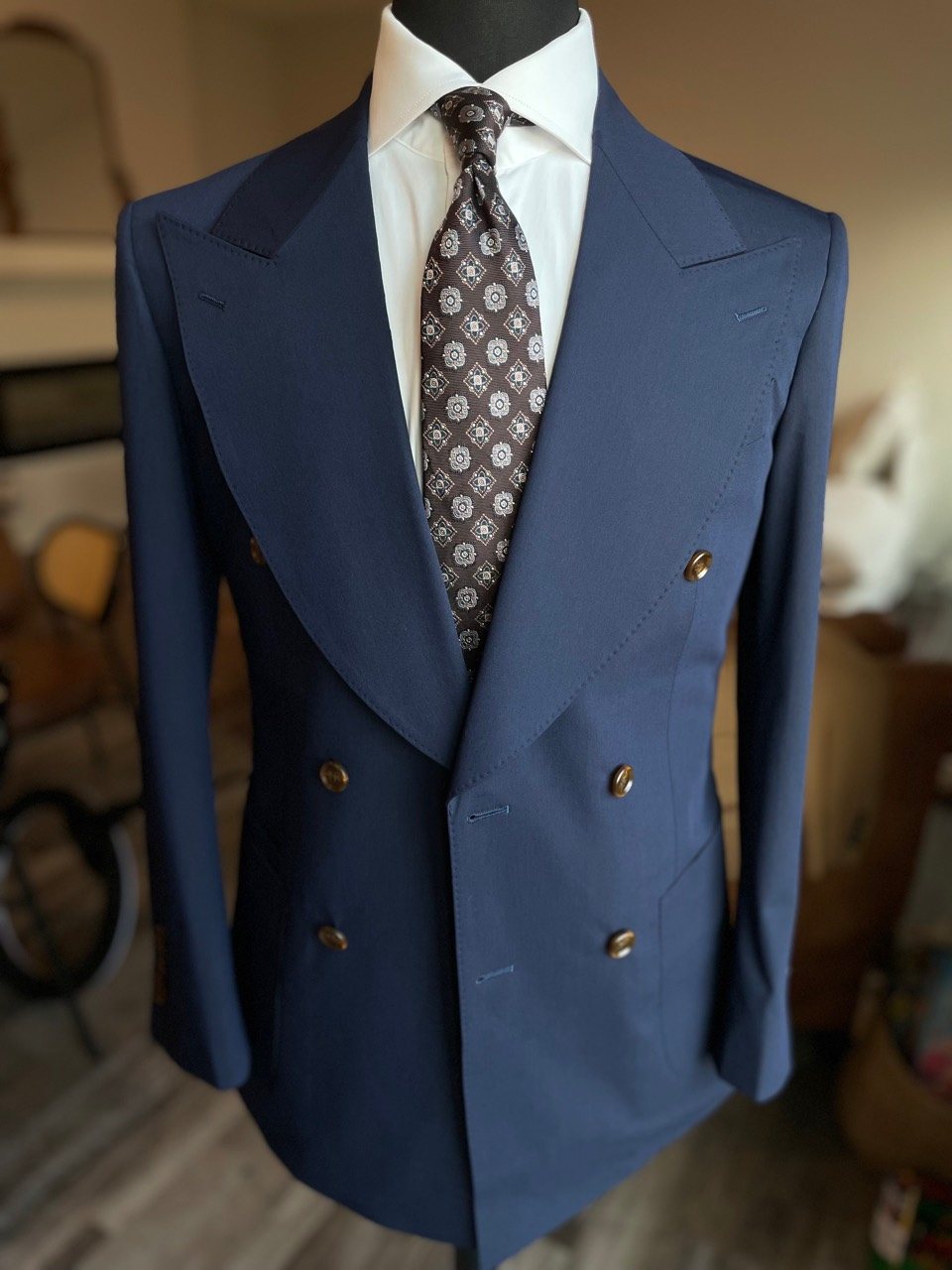Navy double-breasted custom suit inspiration