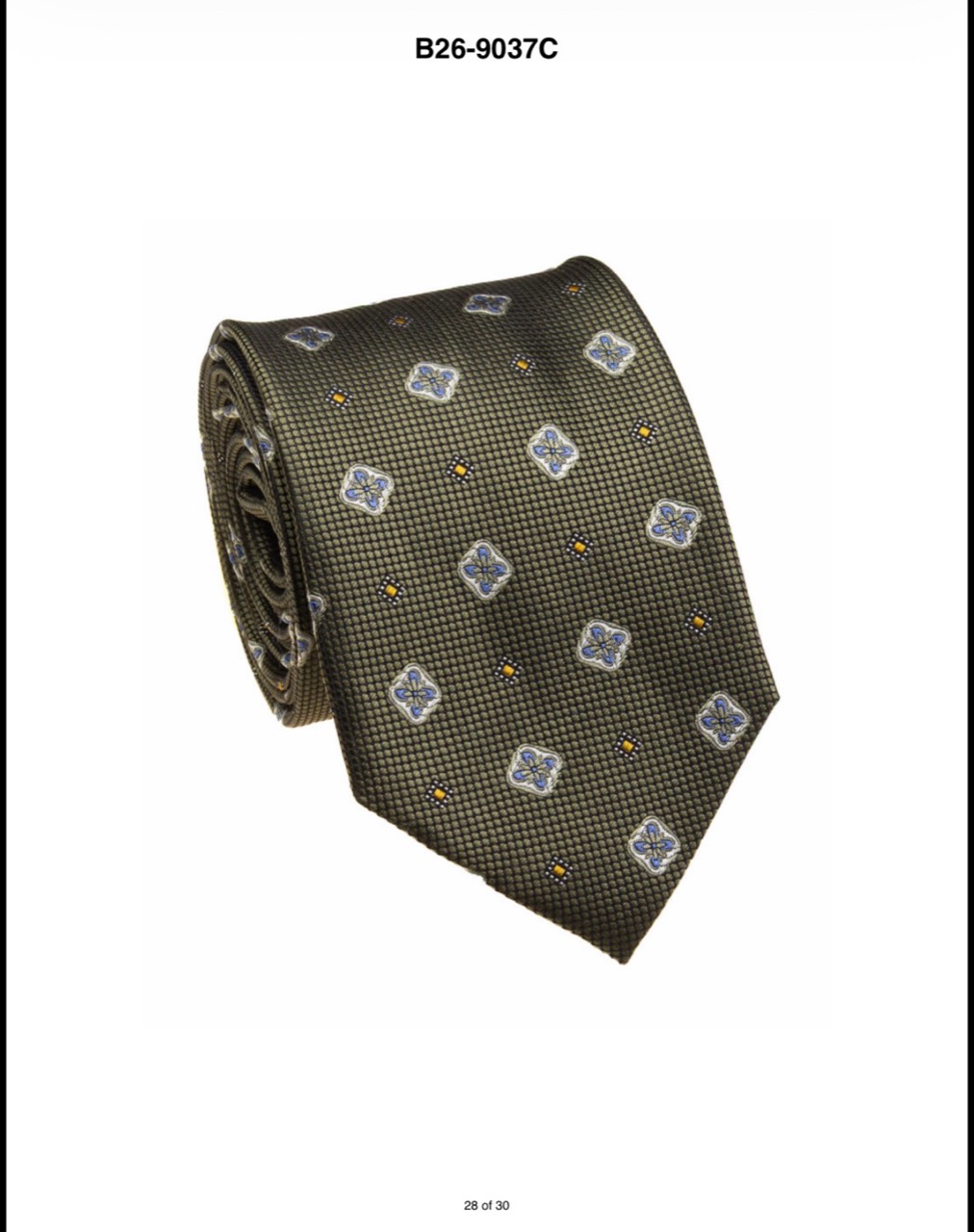 Olive geometric silk necktie