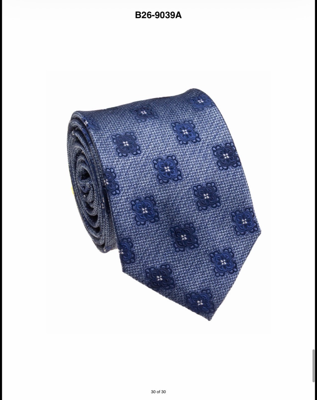 Blue floral medallion silk necktie