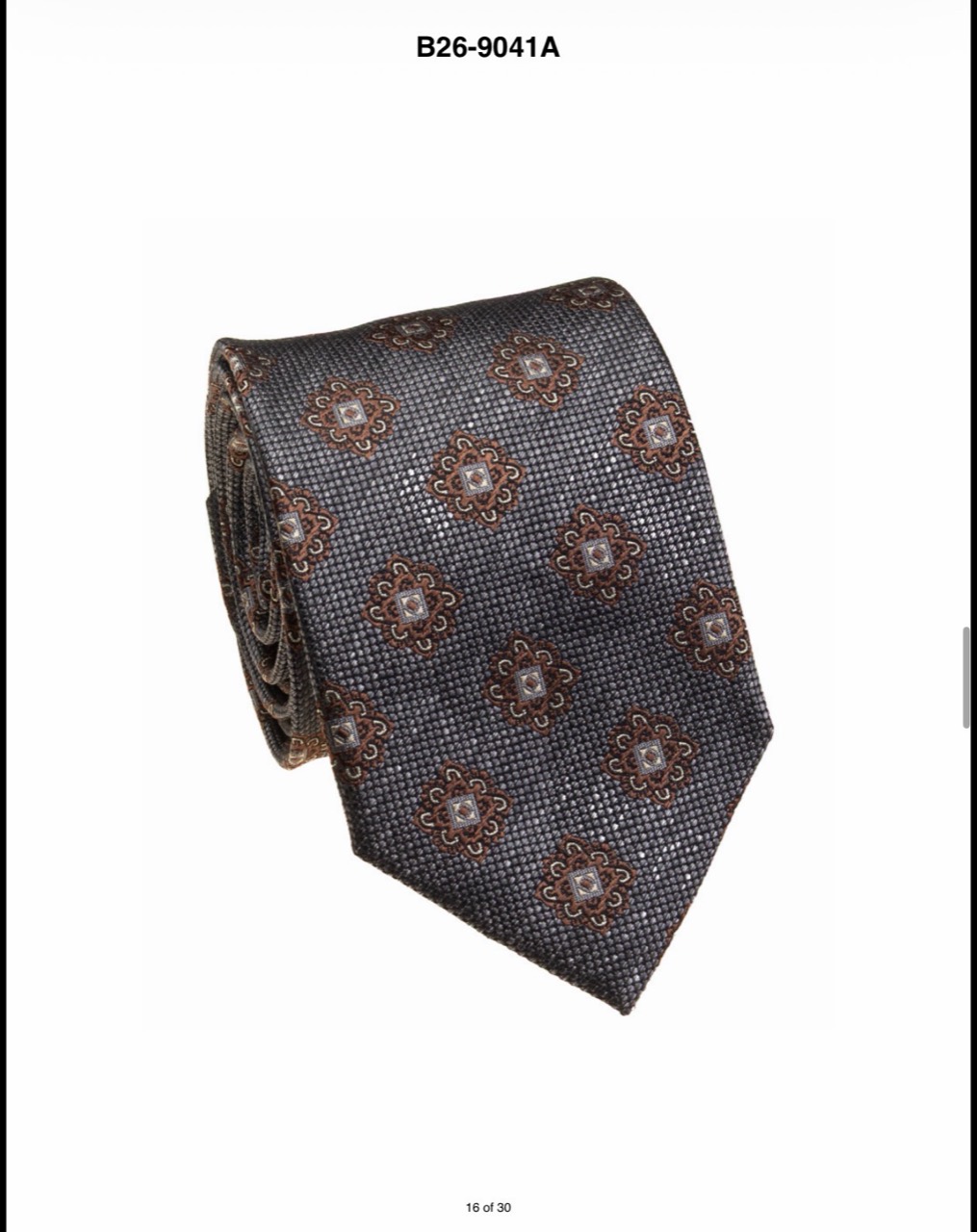 Charcoal and copper geometric silk necktie