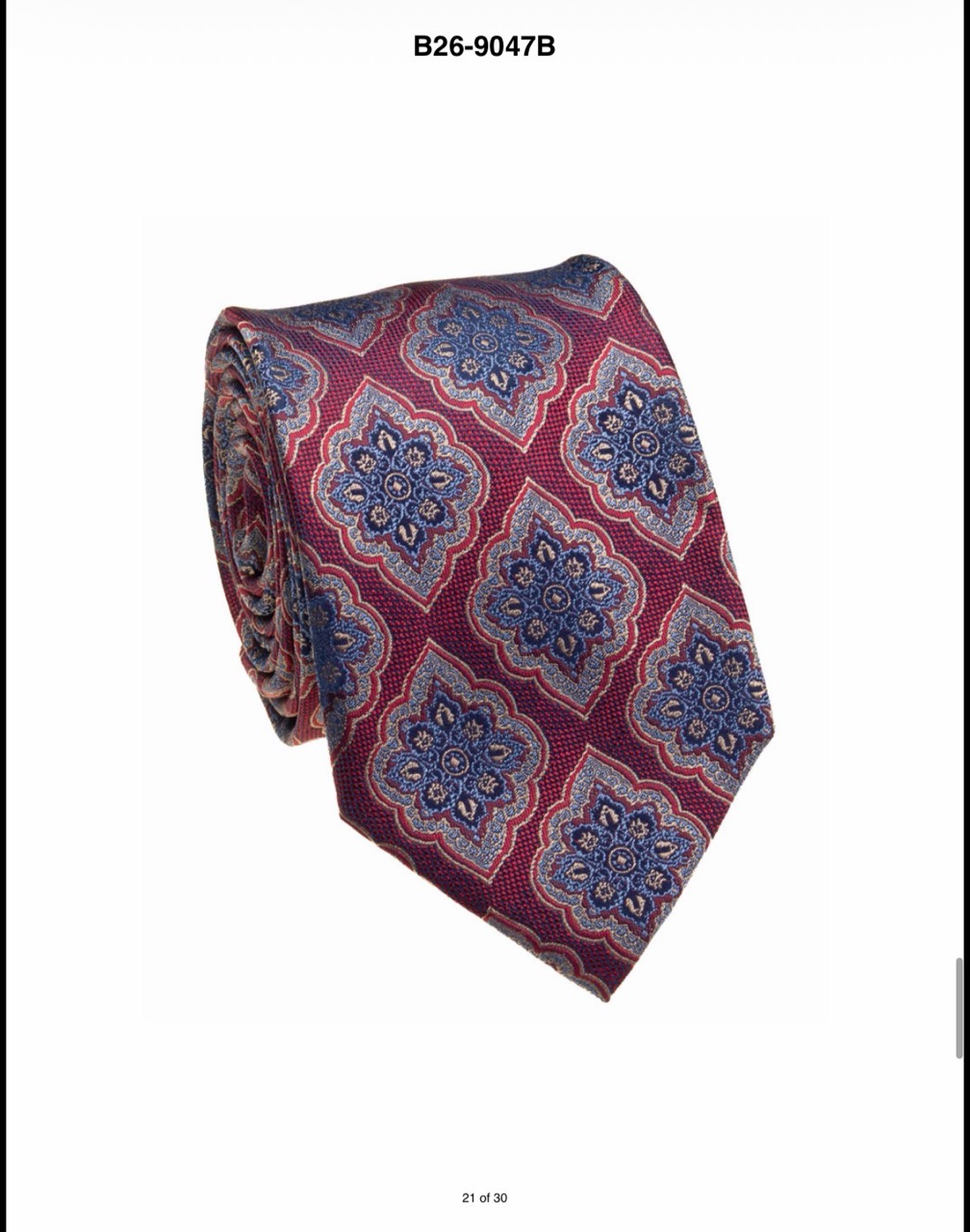 Red silk medallion necktie