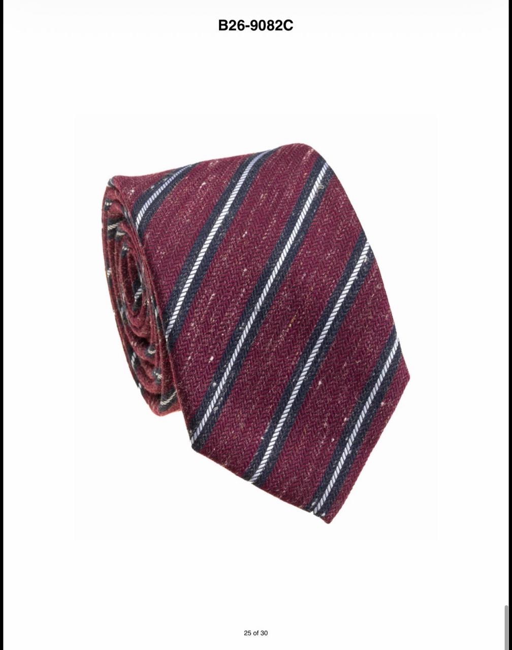 Burgundy regiment striped silk necktie