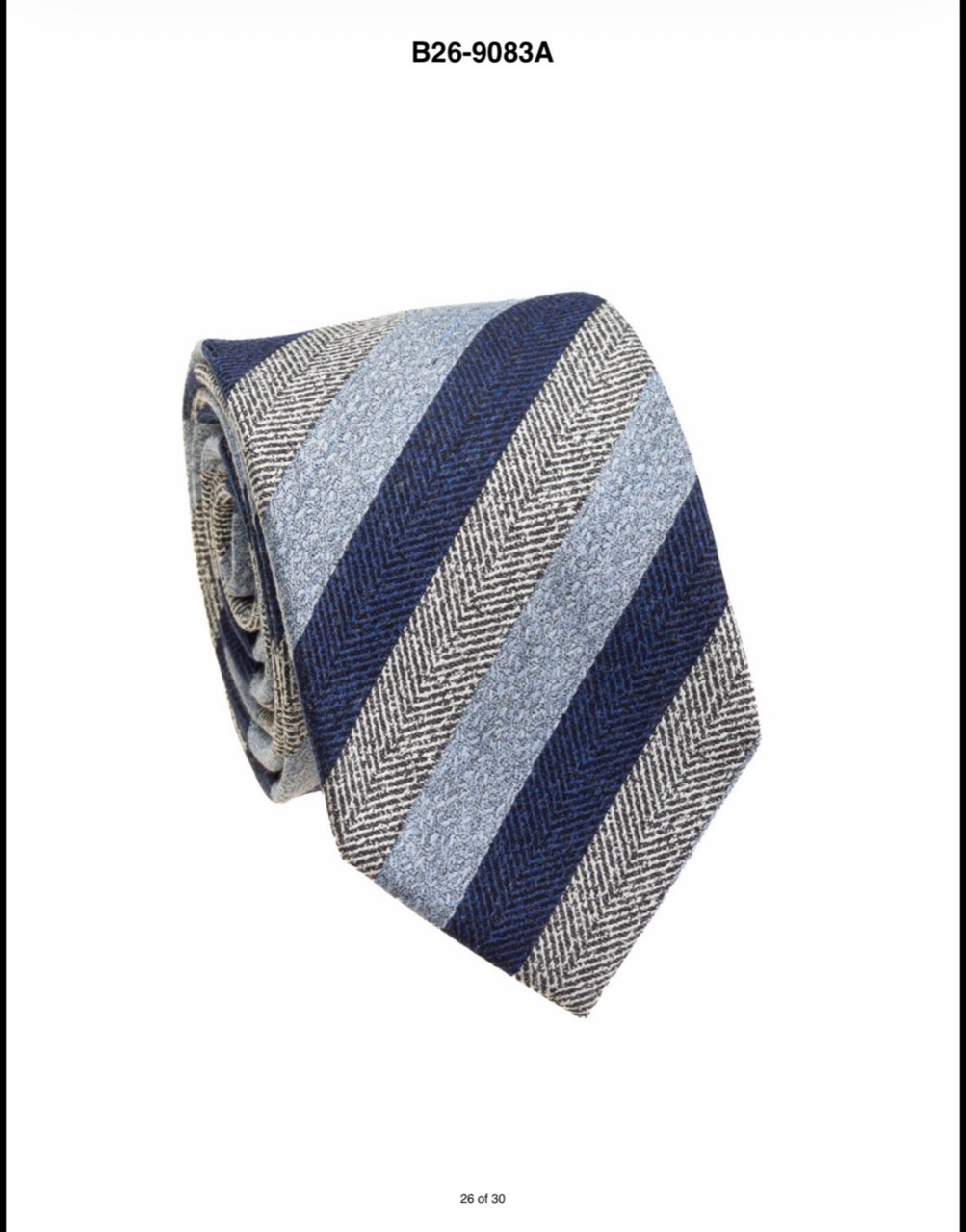 Navy herringbone striped silk necktie